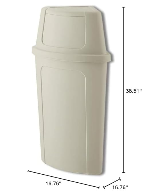 Recycling Bin with Push Door Lid, 21 Gallon Corner Round Trash Can, Crack-Resistant, Commercial Durable Garbage Can, Reinforced Bottom, Ideal for Home, Kitchen, Bar, Hotel, Restaurant, School