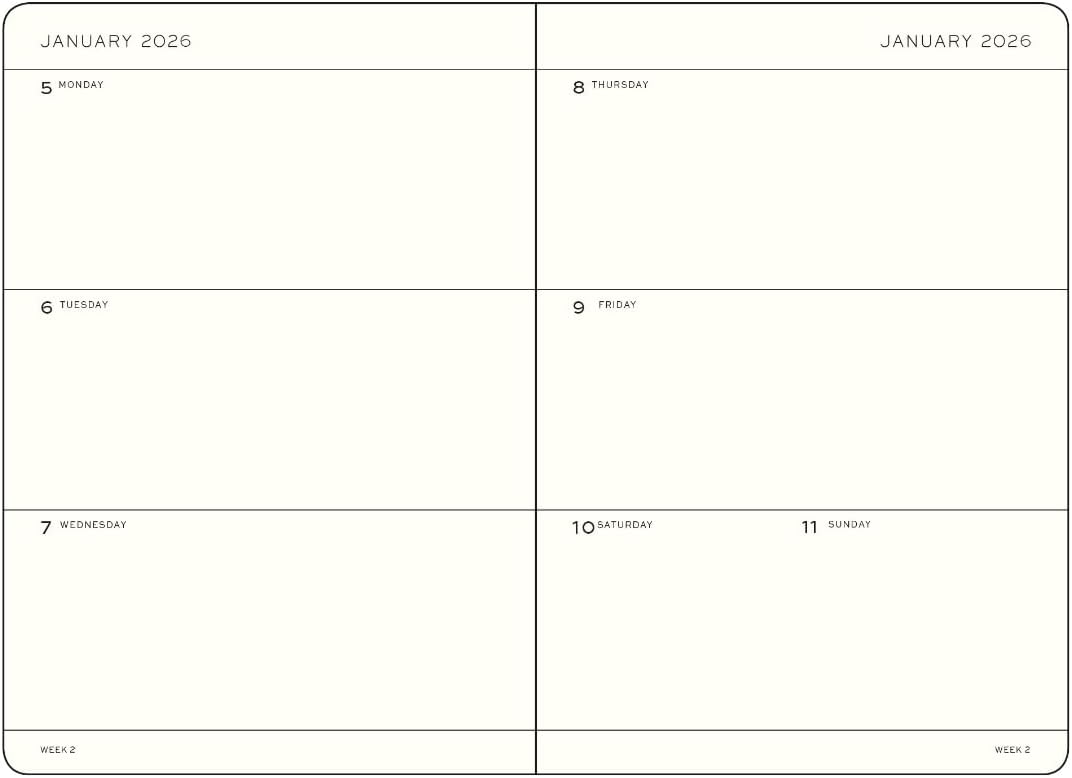 LEUCHTTURM1917 - Weekly Planner Hardcover Medium (A5), 18-month, Jul. 2025 - Dec. 2026, English, Black
