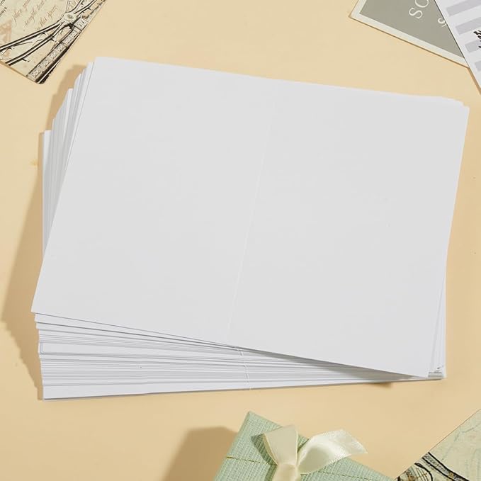 50 Pack Blank Cards Folded Cardstock Thank You Blank Greeting Cards for Invitations, Wedding, Greeting Cards, All Occasion DIY (White, 2x3.5)