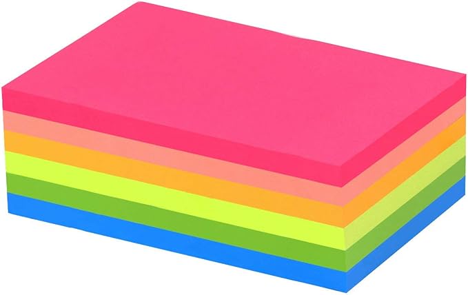 Vanpad Sticky Notes 4x6 in Bright Stickies Colorful Super Sticking Power Memo Pads Strong Adhesive 6 Pads/Pack 48 Sheets/pad