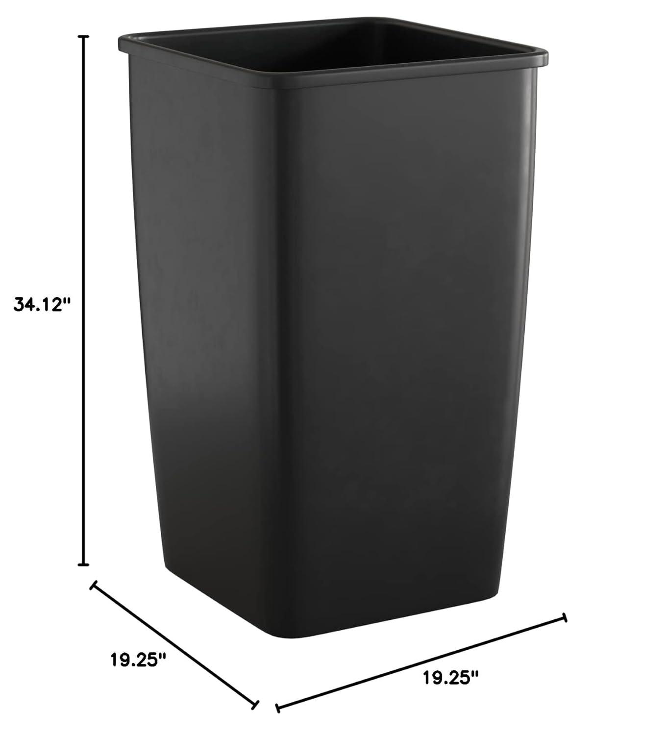 50 Gallon Black Square Commercial Trash Can