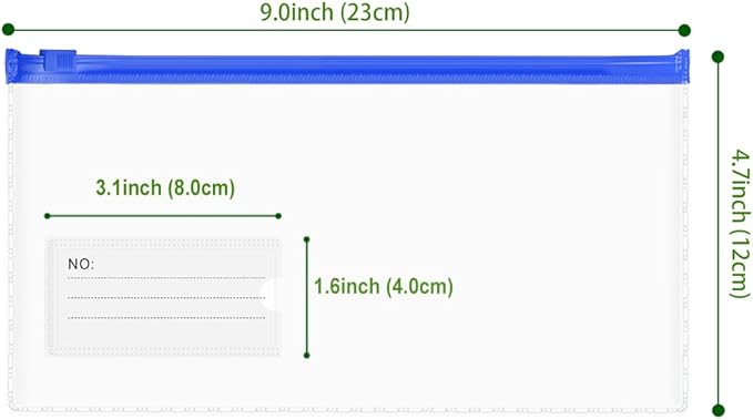 Small Zipper Plastic Envelopes, BOPART 30Pcs Plastic Pouch with Label Pocket, 9x4.7 Inches Clear Pencil Pouch Reusable Money Envelopes, Poly Zip Envelopes for Organizing & Storage