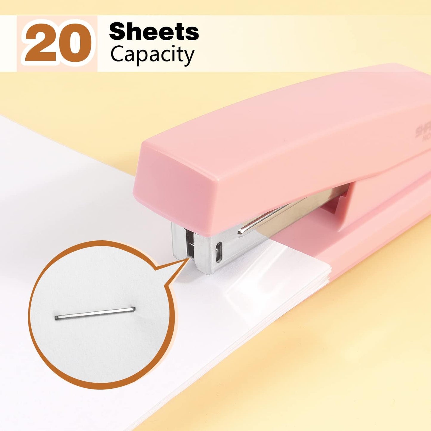 Tamaki Stapler, Office Stapler, Small Staplers for Desk, Pink