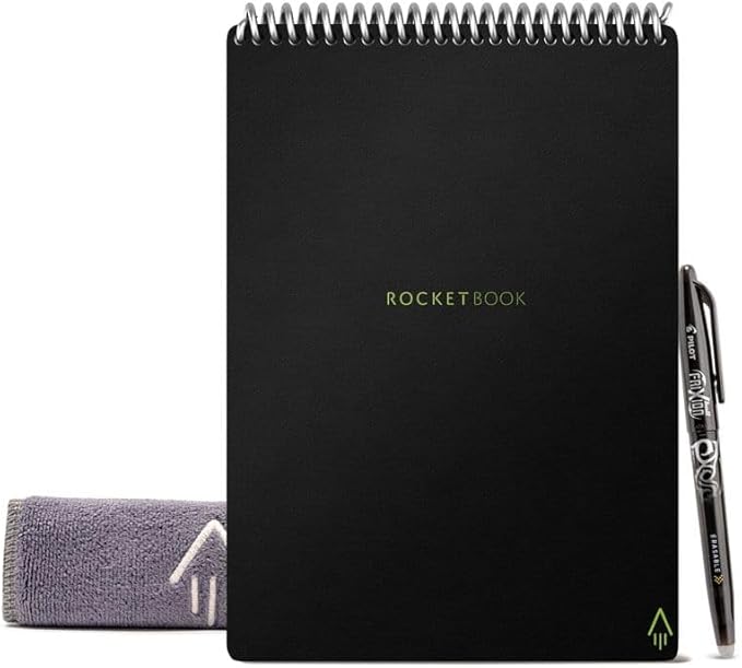Rocketbook Smart Reusable Notebook, Flip Letter Size Spiral Notebook, Infinity Black, (8.5" x 11")