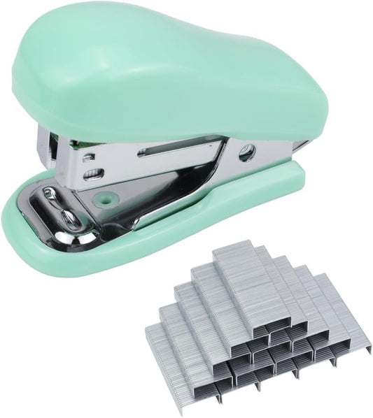 Mini Desktop Stapler Set,20 Sheet Capacity,Includes Built-in Staple Remover and 750PCS No.12 Staples,Small Cute Stapler for Office and School Supplies (Green)
