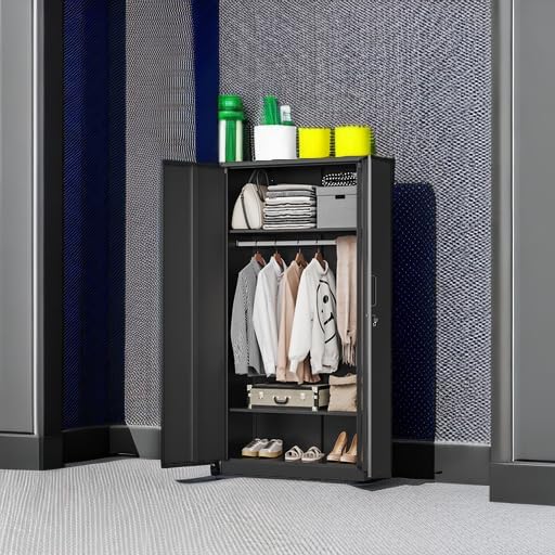 MIIIKO Steel Wardrobe Cabinet for Clothes, 72" Garments Closet Cabinet for Home Office and Bedroom with Shelves and Hanging Rod