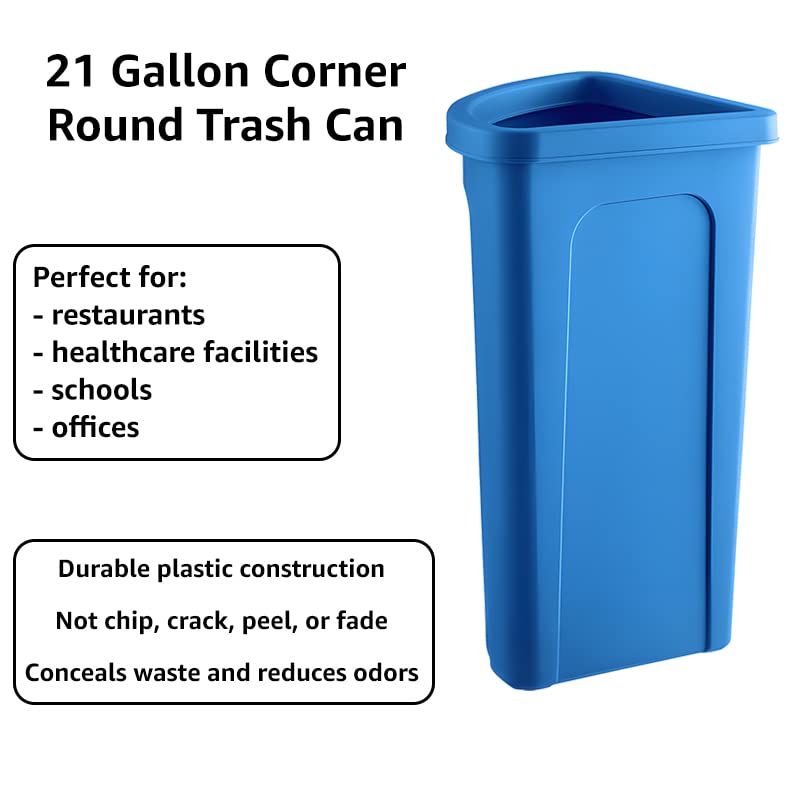 Recycling Bin, 21 Gallon Corner Round Trash Can, Crack-Resistant, Commercial Durable Garbage Can, Reinforced Bottom, Ideal for Home, Kitchen, Bar, Hotel, Restaurant, School