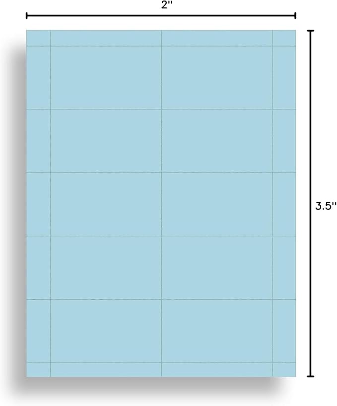 Colored Business Cards - 25 Sheets / 250 Business Cards - Inkjet & Laser - 10 per sheet (Plain Blue)