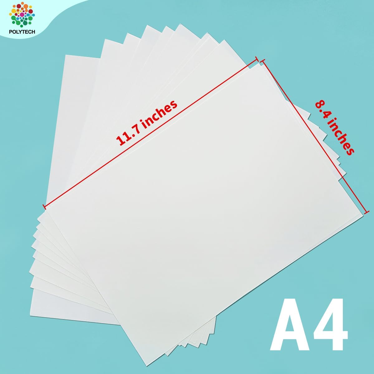 Polytech Sublimation Paper, 8.5x11, 100 Sheets, Heat Transfer Paper for All Sublimiation Blanks, For All Sublimation Printer and Ink, For Tumblers, Magnet Blanks, Ceramic Ornaments, Light T-Shirt,125G