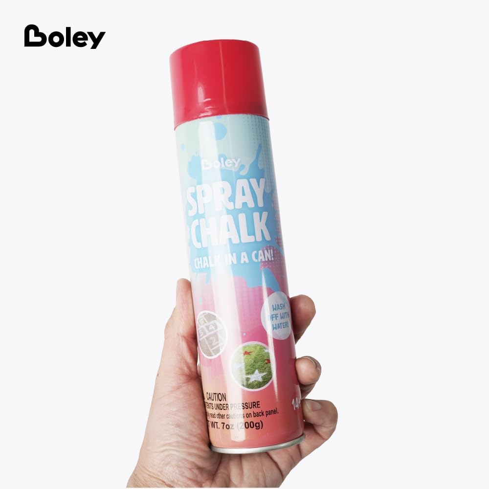 Boley 8-Pack Spray Chalk, 7 oz Each - Red, White, Blue, and Silver Colors – Patriotic American Flag Outdoor Chalk for Sidewalk, Pavement, & Grass – Fun Washable Art for Kids, Celebrations, and Events