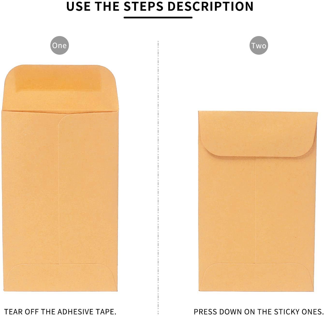 200PCS #3 Coin Envelopes 2.5x4.25 inches Brown Kraft Envelopes Classic Small Parts Gummed Flap for Coins, Cash, Credit Cards, Seeds