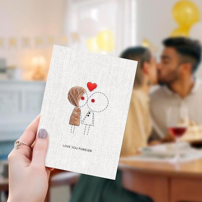 Anniversary Card for Couple Husband Wife, Happy Anniversary to Her Him, Romantic Wedding Love Gifts Valentines Day Card (Sewing Theme)