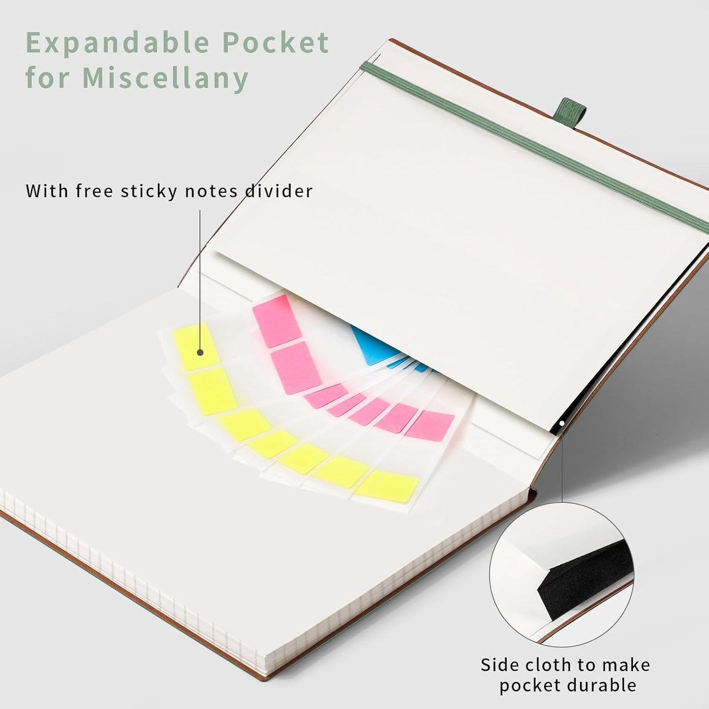 AHGXG Graph Paper Notebook - Grid Notebook Journal, 120 GSM Thick Graph Paper, Large B5 Notebook 96 Pages, Leather Softcover, for Graphing, Writing, Math, Engineering, 7.6'' X 10'' - Sage Green