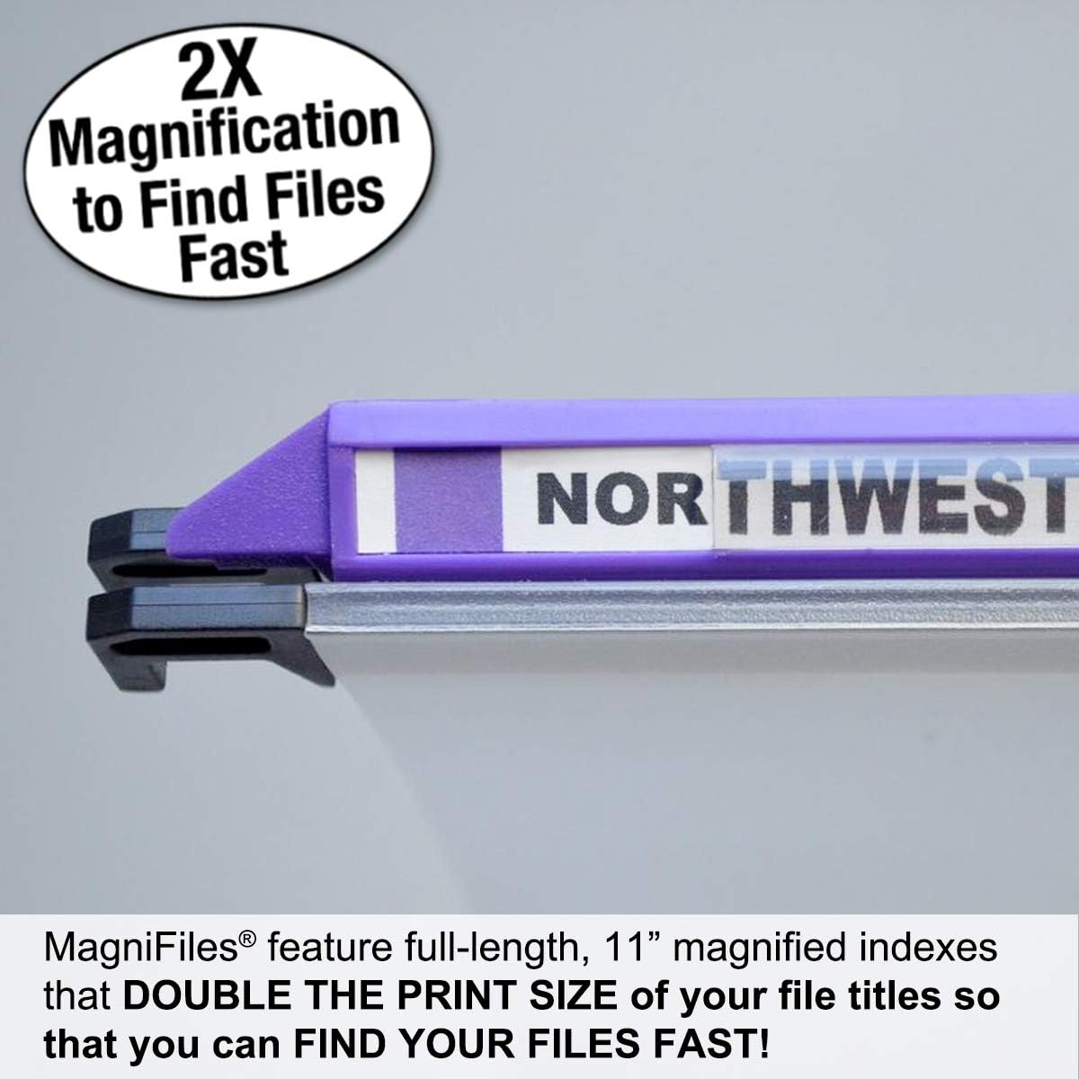 Ultimate Office MagniFile Hanging File Folders V- Bottom Letter Size with 11 inch Magnified Indexes That Double The Size of Your File Titles to Find Files Fast. (Set of 5 Frost)