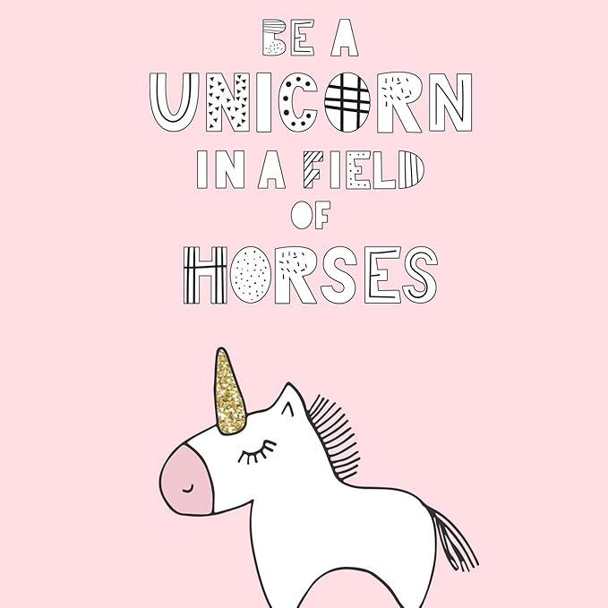 RICCO BELLO Wide Ruled Hardcover Diary Journal School Notebook for Kids, Tweens - Bookmark, Band Closure, Storage Pocket, 5.7 x 8.4 Inches, 192 Pages, (Be A Unicorn)