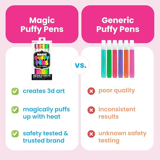 Ooly Puffy Paint Neon Gel Pens Set of 6 & Sketchbook Bundle, 3D Foam Texture Painting Magic Puffy Pen, Creative and Fun Pens for Kids Arts and Crafts Drawing Supplies