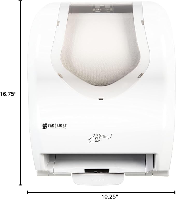 San Jamar Summit Paper Towel Dispenser Hybrid Dispenser for Bathroom, Kitchens, and Restaurants, Plastic, 10.25 x 16.75 x 13.25 Inches, White