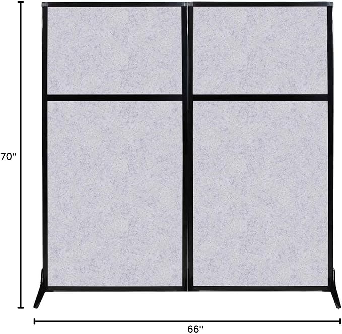 Versare Office Workstation Screen | Portable Wall Divider | Modern Cubicle | Freestanding Privacy Screen | Flexible Work Space | 2 Panels | 66" Wide x 70" Tall Marble Gray SoundSorb Panels
