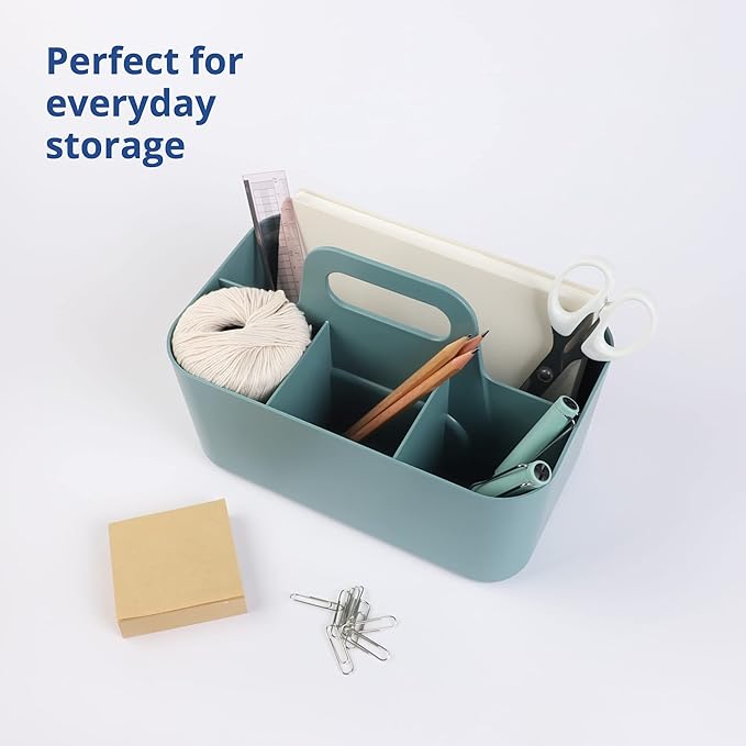 BLUE GINKGO Stackable Organizer Caddy – Korean-Made Portable Tote for Bathroom, Office, Crafts, or School Supplies (Rectangle, Green)