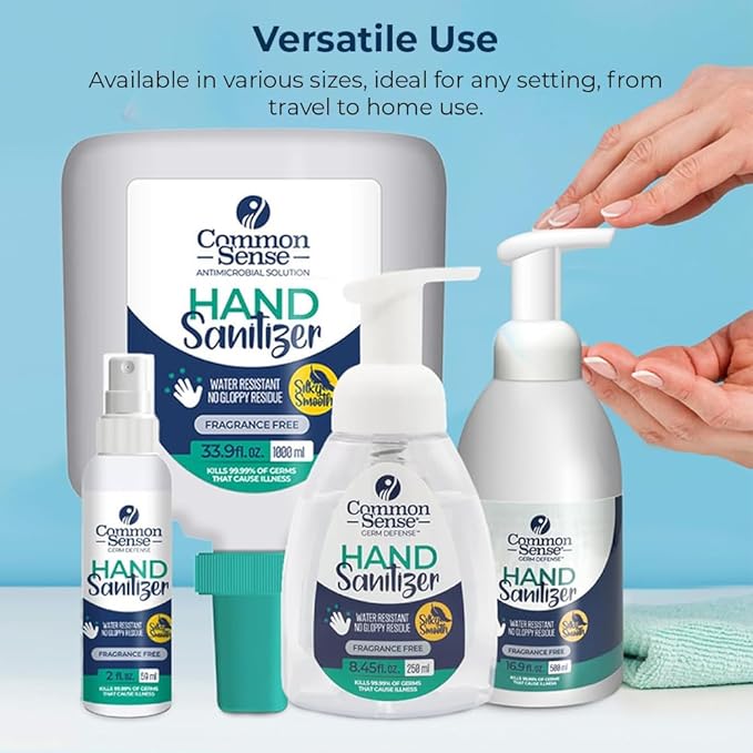 Common Sense Hand Sanitizer: Long Lasting Natural and Moisturizing, Quick Drying Foaming Formula, Mini Pump Bottle 16.9 Fl oz for Home & Office Use