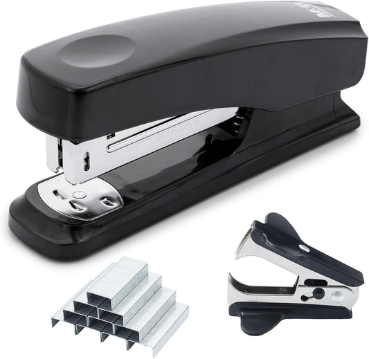M&G Desktop Stapler with 25 Sheet Capacity, Two Binding Modes, Basic Stapler Set with 1000 Staples and Remover, Durable Staplers for Office School Home (Black)