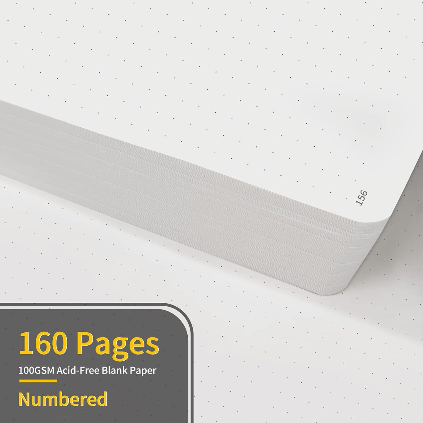 Annecy Numbered Bullet Dotted Journal Notebook, Medium 5.5x 8.25, 160 Pages 100GSM Writing Paper, A5 Rose Gold Faux Leather Cover with Pen Loop