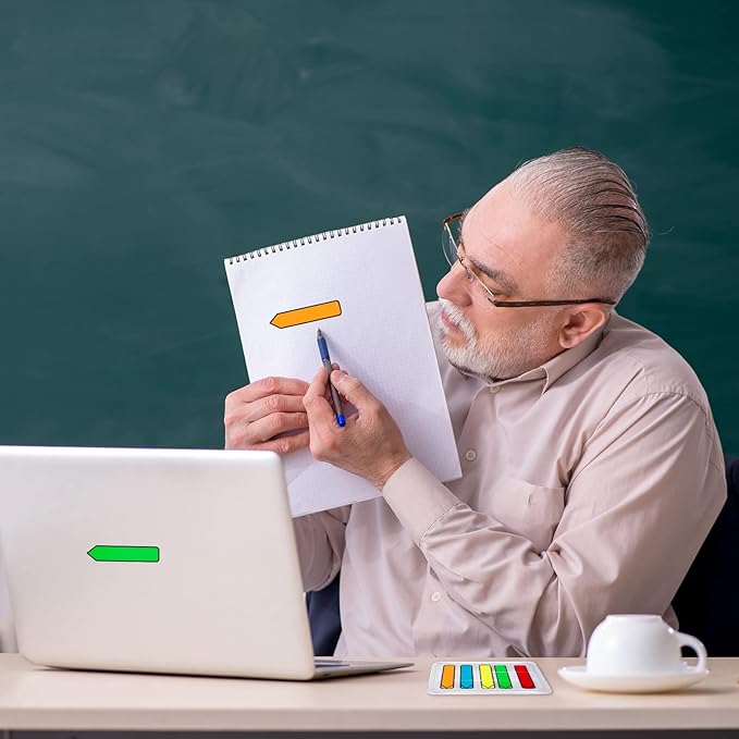 Teling 2000 Pcs Arrow Flags Arrow Tabs Flags Sign Here Tabs Arrow Stickers 5 Colors Sticky Flags Arrow Sticky Notes with Dispenser Easy to Post for Notary Books Paper