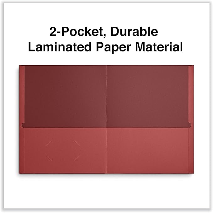 Universal UNV56611 11 in. x 8.5 in. Embossed Leather Grain Paper 2-Pocket Portfolio - Red (25/Box)