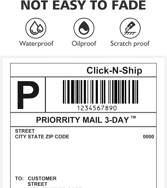 Fanfold Direct Thermal Shipping Labels 4''x6'' 2400 Labels/8 Stacks (300 Pcs per Stack), Compatible with Zebra Rollo Beeprt Printer Ultra Adhesive
