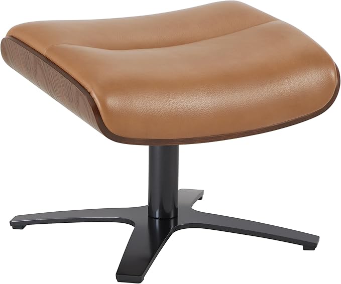 CHITA Genuine Leather Reclining Swivel Chair with Adjustable Headrest and Ottoman for Living Room, Saddle