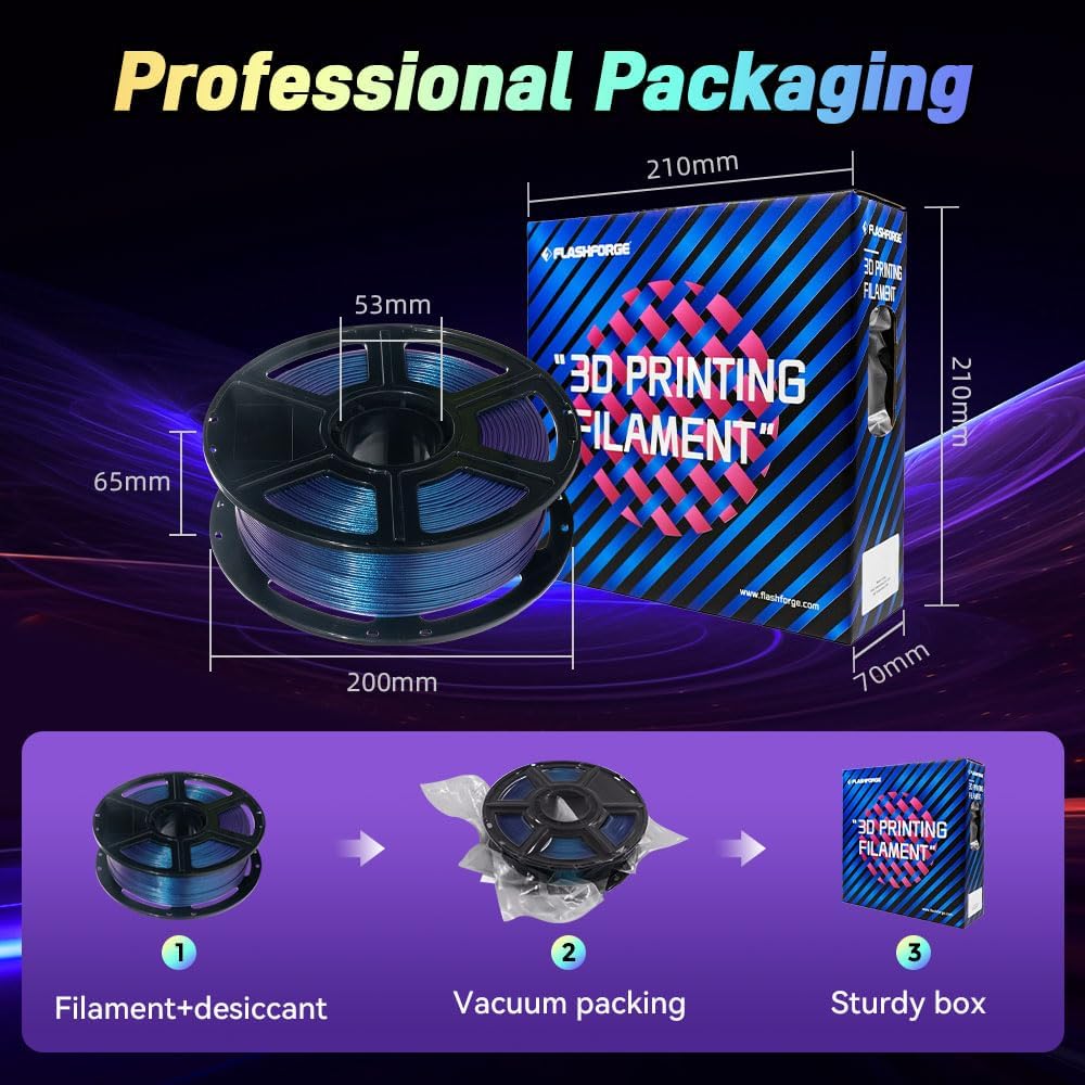 FLASHFORGE Chameleon Rapid PLA Filament 1.75mm Nebula Purple, PLA Color Shift High Flow Speedy 3D Printer Filament, Max 500mm/s Fast Printing, Display Shimmering Effects from Various Angles and Light