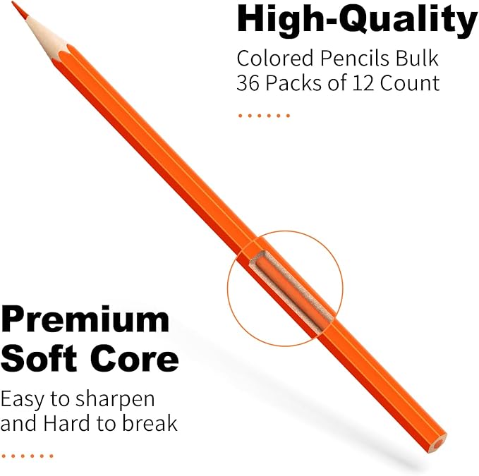 Colored Pencils Bulk 432 Count, Pre-Sharpened Color Pencils for Kids and Adults, 32 Packs Color Pencil Set 12 Colors, Bulk Art Supplies for Teachers, Back to School Supplies, Classroom Prizes