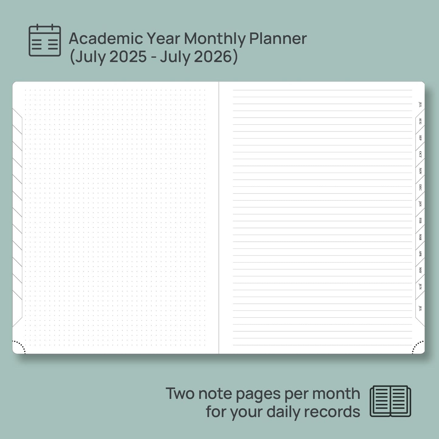 POPRUN Monthly Planner 2025-2026, 8.5'' x 11.25'', 13-Monthly Calendar (July 2025-July 2026) 15-Minute Hourly Appointment Book with Stair Tabs, Soft Cover, 100GSM Paper - Soft Pink