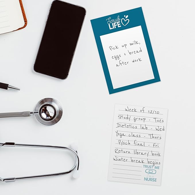 Nursing Sticky Note Pads / 4" x 6" Repositionable Snarky Medical Sticky Notes / 5 Humorous Designs / 50 Sheets Per Pad Set of 5 / Made in USA
