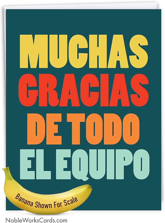 NobleWorks - Large Group Thank You Card in Spanish (8.5 x 11 Inch) Gratitude, Appreciation Gift - Big Thanks From The Team-Spanish J6884TYG-SL-US