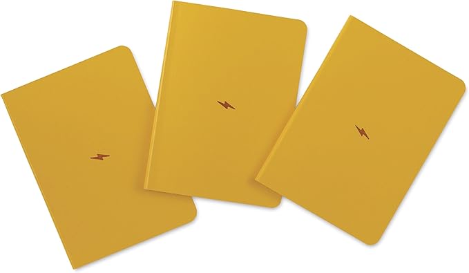 The Official Bullet Journal Pocket Edition - Compact Flexcover Design for Daily Journaling with 46 Folded A5 Pages - Pack of 3 (Yellow)