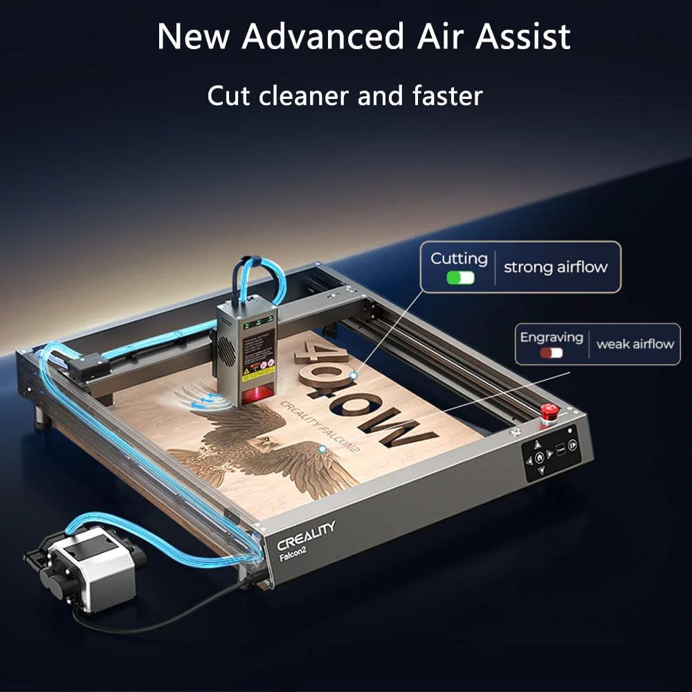 CREALITY FALCON2 40W Laser Engraver Machine with Air Assist, 240W Laser Engraver and Cutter Machine for Wood Metal Crafting Customized Gift and Batch Produce
