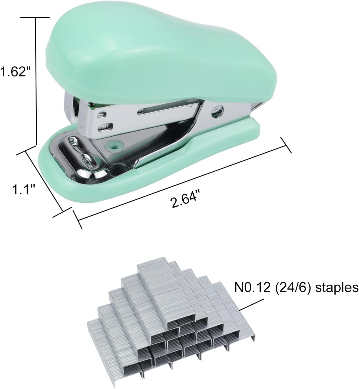 Mini Desktop Stapler Set,20 Sheet Capacity,Includes Built-in Staple Remover and 750PCS No.12 Staples,Small Cute Stapler for Office and School Supplies (Green)
