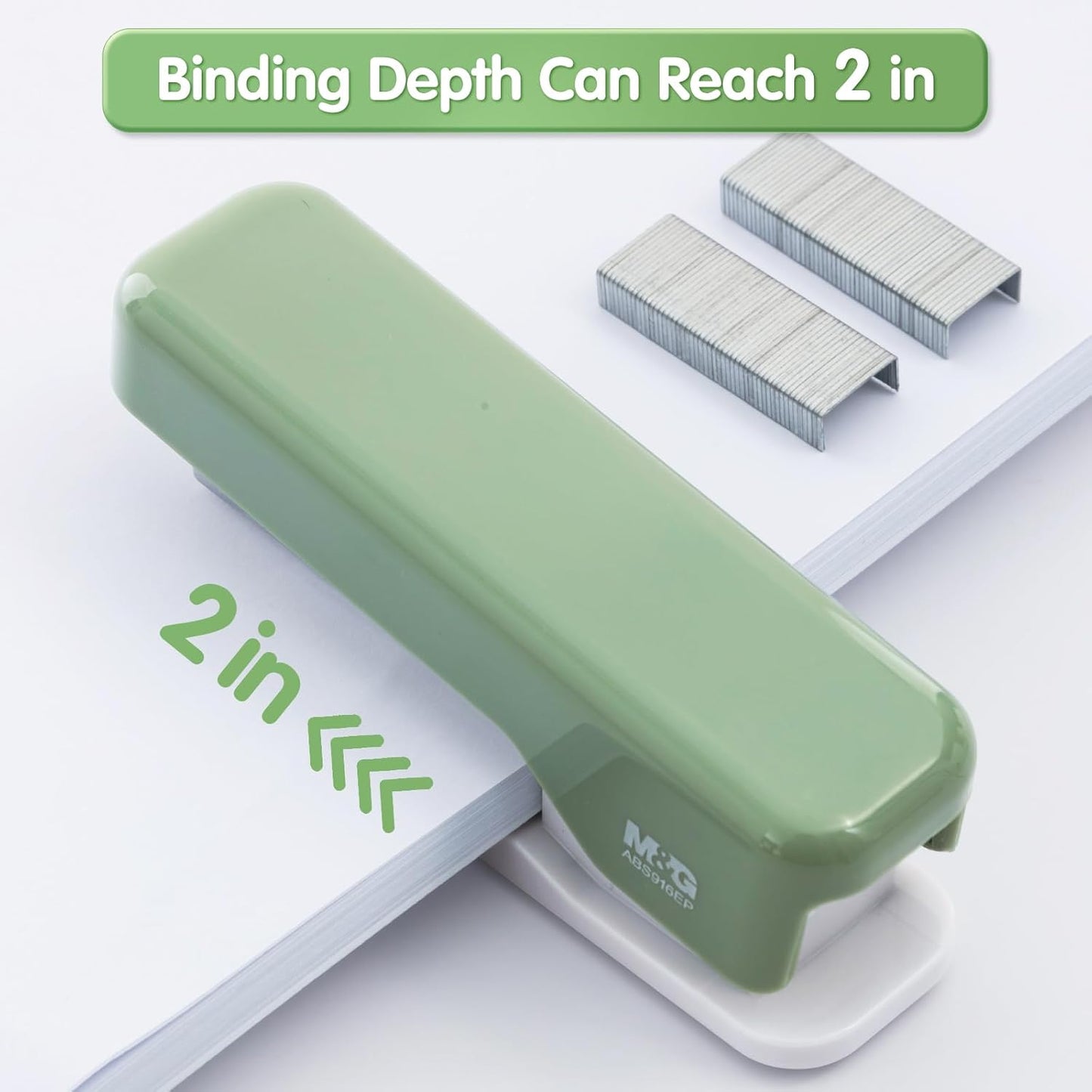 M&G Desktop Stapler, Basic Office Stapler with 1000 Staples, 20 Sheet Capacity, Portable Small Desk Staplers for School Home Office (Green)