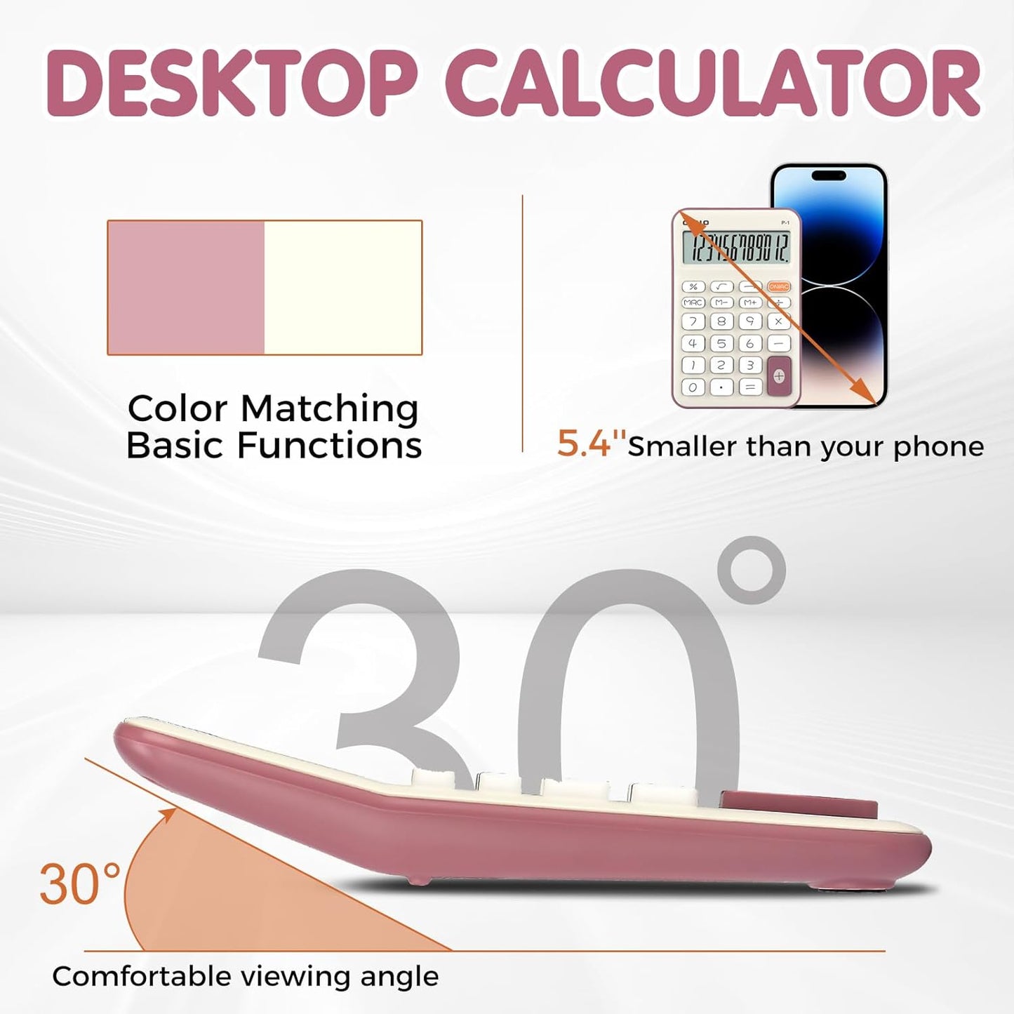 Pendancy Small Desk Calculator Cute, 12 Digit LCD Display, Basic Function, Auto-Sleep, 4.7"x2.9" Pocket-Sized Design Handheld Calculators Desktop, for Office, School, Business & Travel(OS-P1 Purple)
