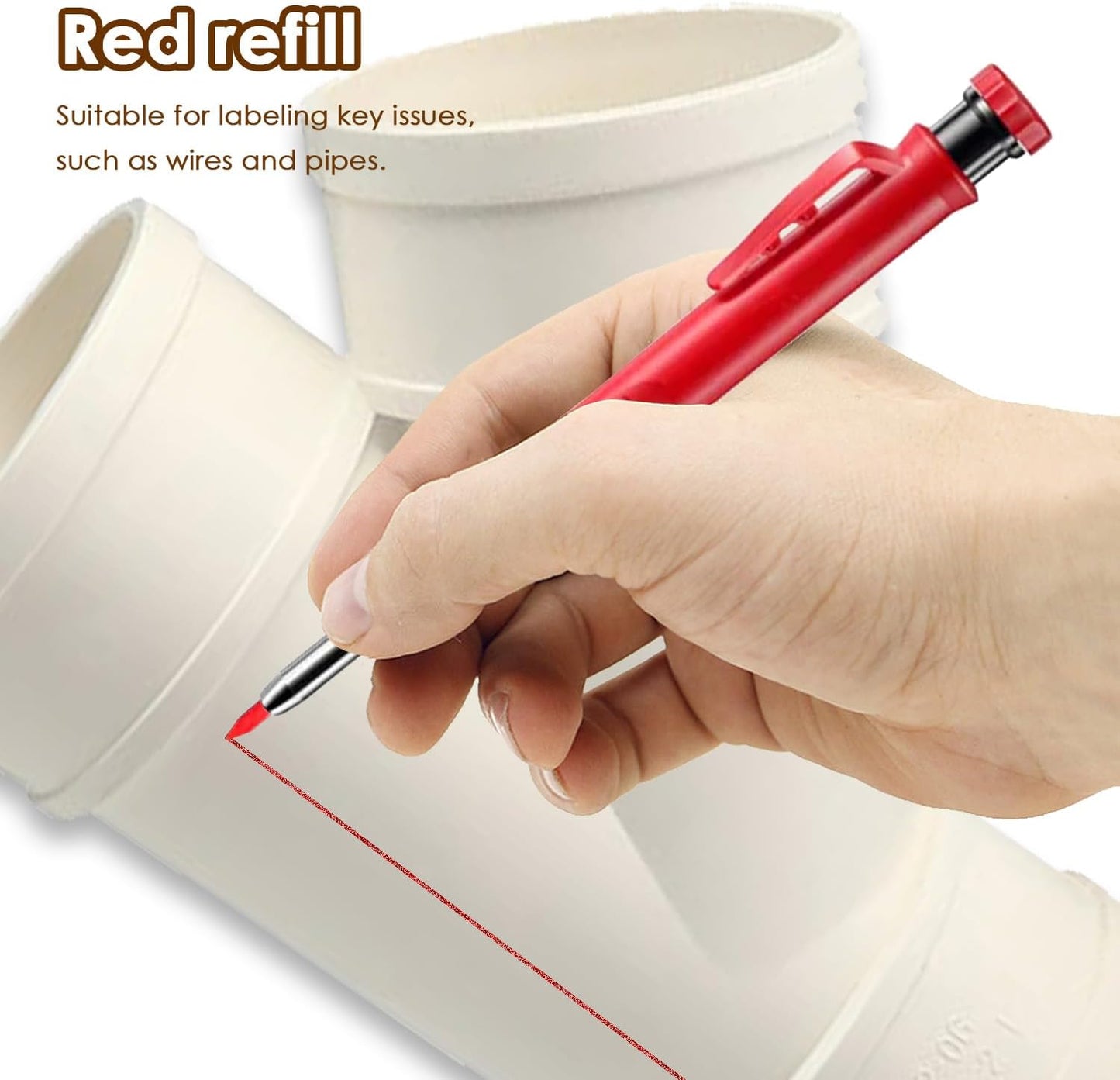 24Pcs 2.8mm Carpenter Pencil Refill Long Lasting HB Refill for Construction Pencils Replacements Carpenter Marker Graphite Woodworking Mechanical Pencil Leads(Red)