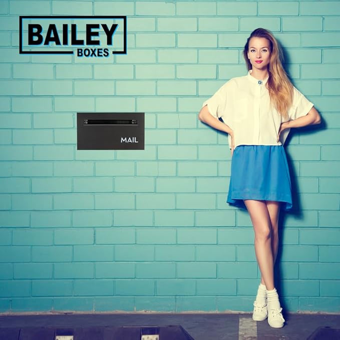 Brick-in Chute Through The Wall Stainless Steel Mailbox - Modern Architectural Locking Design - 8.75" H x 15.75" W - Enhance Your Home with The Melton from Bailey Boxes