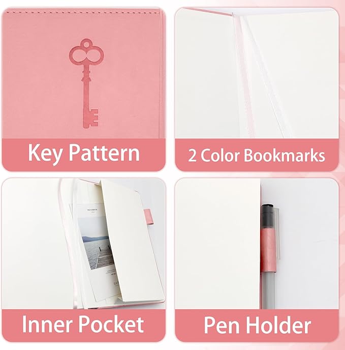 Password Keeper Book with Colorful Alphabetical Tabs, Hardcover Log Book for Internet Password and Website Address, Personal Organizer with Notes Section and Back Pocket and Two Bookmarks (Pink)