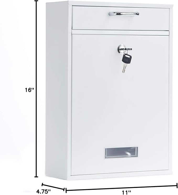 Wall Mounted Locking Vertical Dropbox Mailbox - Safe and Secure (Large) | Made with Galvanized Steel