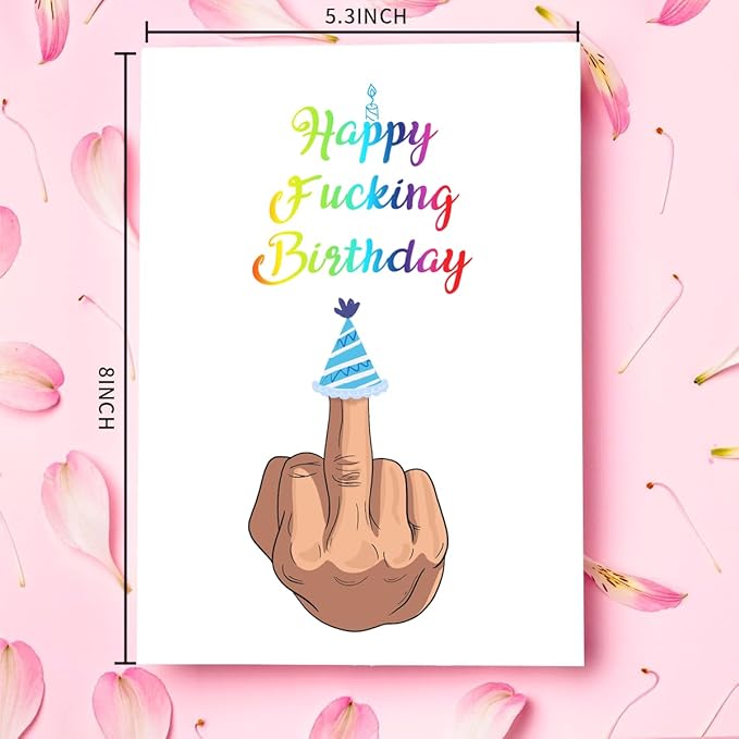 UUEFKTN Naughty Middle Finger Birthday Card, Funny Birthday Cards Gift for Husband Wife Boyfriend Girlfriend's Birthday, Inappropriate Birthday Card for Men Women Him Her