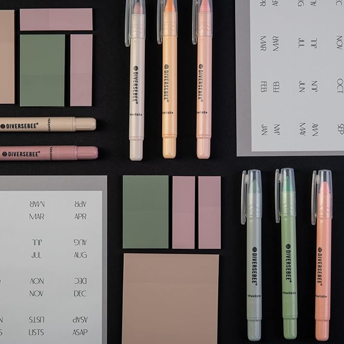 DiverseBee Transparent Sticky Notes (Includes Quick Dry Pen), Cute Clear Sticky Tabs, Translucent Page Flags Book Markers Stickers, Planner Accessories Bible Journaling Study Office Supplies (Pastel)