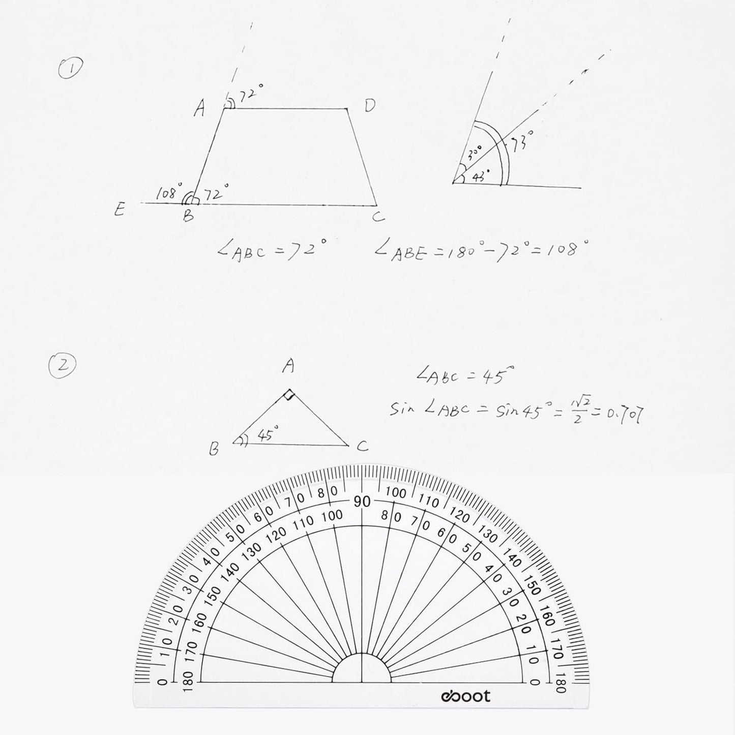 EBOOT 25 Pcs Math Protractors Plastic Protractor 180 Degrees, 4 Inches (Clear)