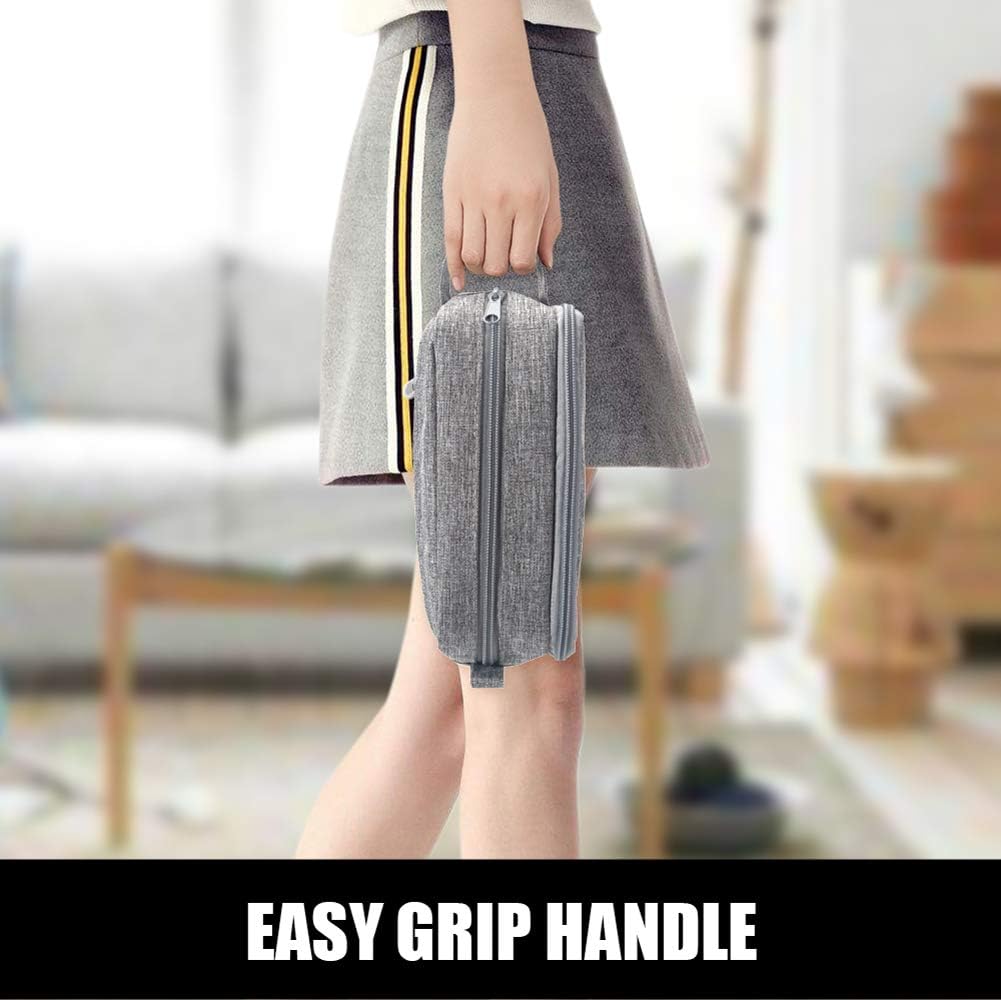 Sooez High Capacity Pencil Case, Big Pencil Bag Pouch Box Organizer Pen Case, Portable Journaling Supplies with Easy Grip Handle & Loop, Asthetic Supply for Girls Adults, Grey