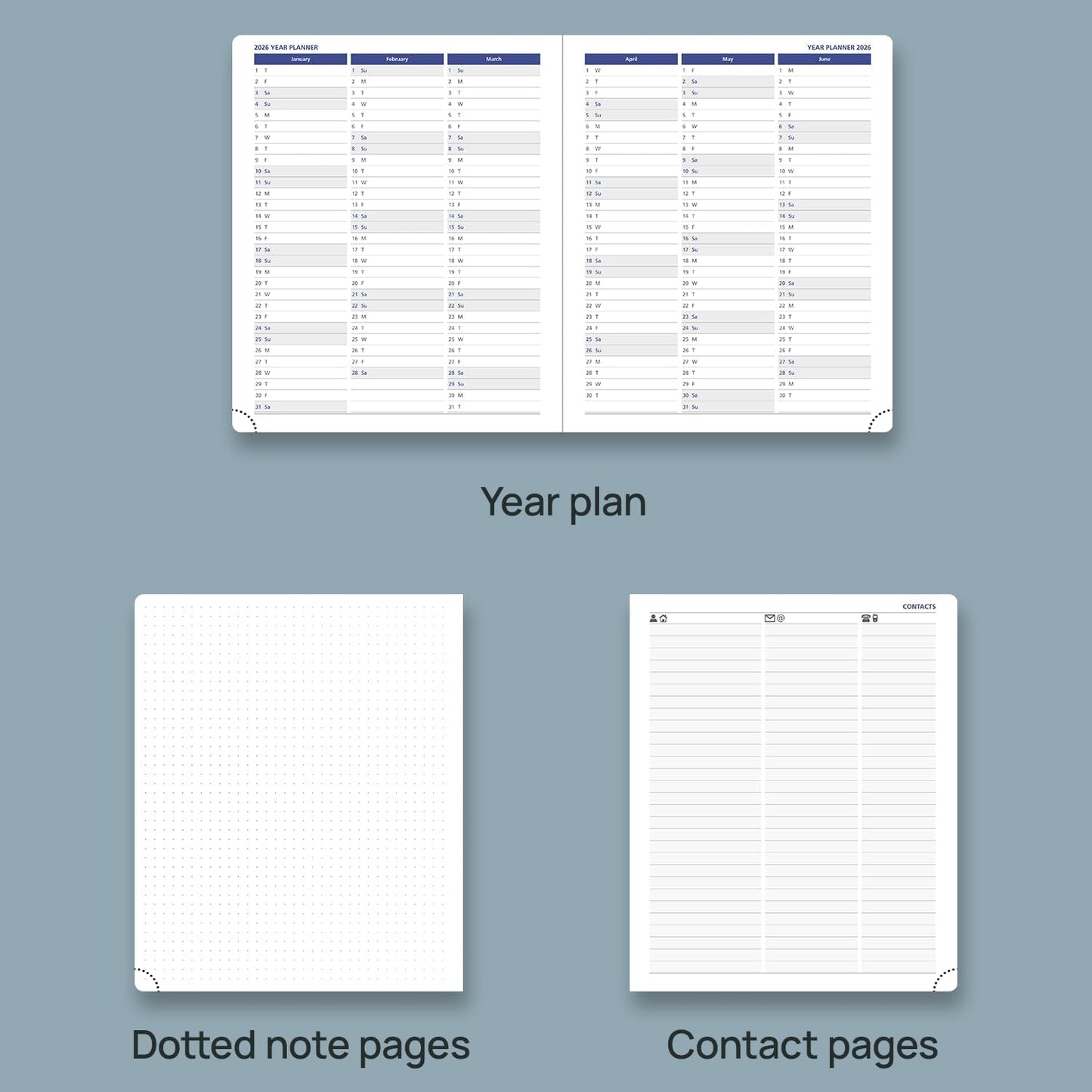 POPRUN Weekly Planner 2025-2026, 7.25'' x 8.5'', 15-Minute Hourly Appointment Book (July 2025-June 2026) with PU Leather Softcover, Monthly Tabs, Inner Pocket - Black