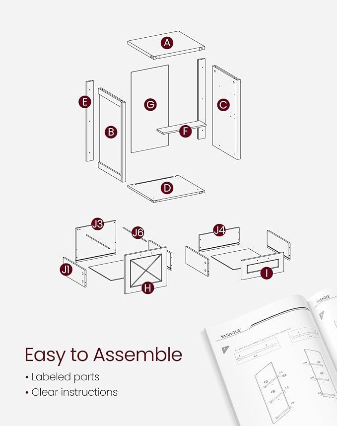 VASAGLE File Cabinet, Filing Cabinet with 3 Drawers, Printer Stand, Fit A4, Letter Size, Hanging File Folders, Modern Farmhouse Style, for Home Office, Honey Brown UOFC054T41